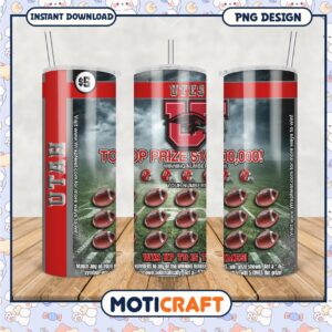 Utah Utes Football Tumbler PNG Top Prize Design Template