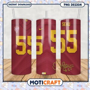 USC Trojans Tumbler Design featuring Seau Jersey 55 PNG