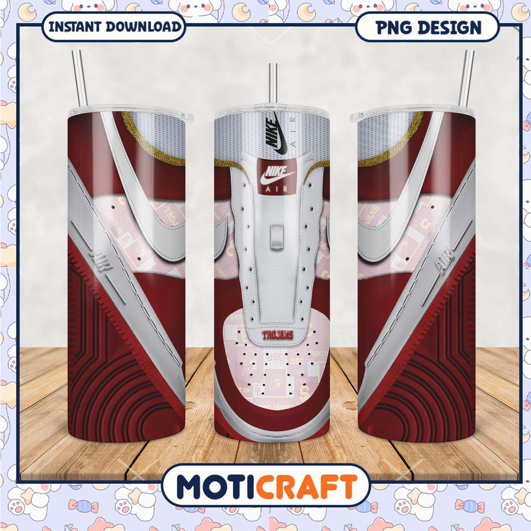 USC Trojans Nike Air Shoe Tumbler PNG Design for Fans USC Trojans Nike Air Shoe Tumbler PNG Design for Fans