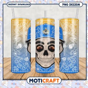 UCLA Bruins Skull Tumbler Design with Blue Hat PNG File