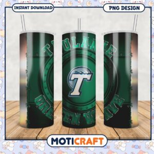 Tulane Green Wave Tumbler PNG Digital Download Design