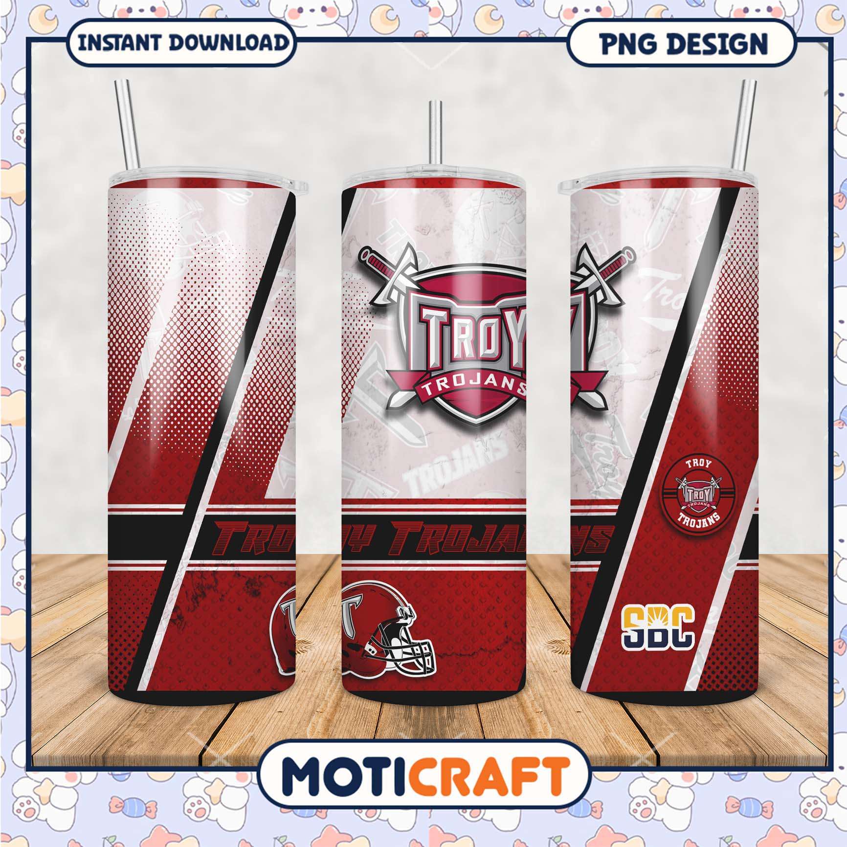 Troy Trojans Tumbler PNG Design for Sports Fans and Gifts Troy Trojans Tumbler PNG Design for Sports Fans and Gifts