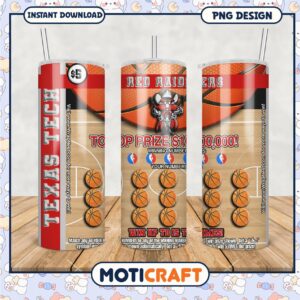 Texas Tech Red Raiders Basketball Tumbler Design PNG File