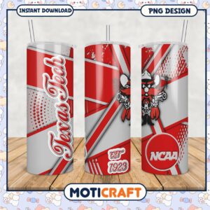 Texas Tech NCAA Tumbler PNG Design Red and Black Colorful