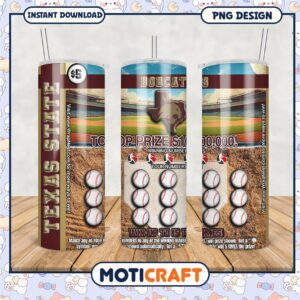 Texas State Bobcats Lottery Tumbler Design PNG Format