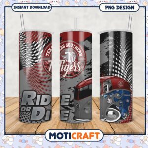 Texas Southern Tigers Ride or Die Tumbler PNG Design