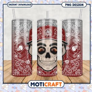 Texas Southern Tigers Skull Tumbler PNG Art Design