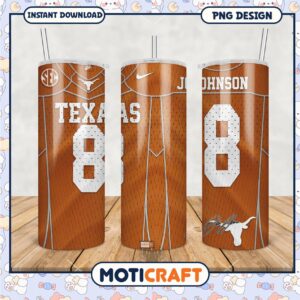 Texas Longhorns Tumbler PNG Design Featuring Player Number 8
