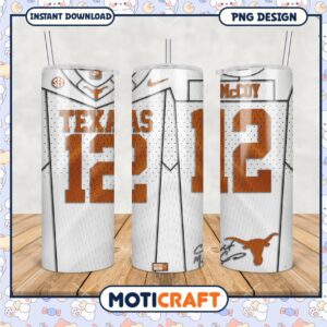 Texas Longhorns Tumbler Design Featuring McCoy Jersey 12