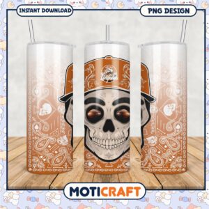 Texas Longhorns Skull Tumbler PNG Design for Fans
