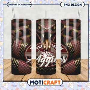 Texas A&M Aggies Logo Tumbler Design Snake Theme PNG