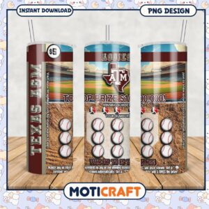 Texas A&M Aggies Baseball Tumbler PNG Design for Fans