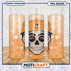 Tennessee Volunteers Skull Tumbler PNG Fun Design Artwork