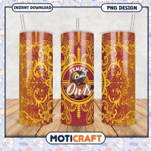 Temple Owls Tumbler PNG with Colorful Floral Design