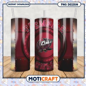 Temple Owls Tumbler PNG Design for Team Spirit Gifts