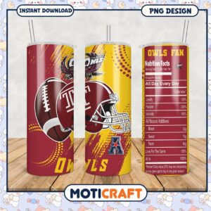 Temple Owls Fan Tumbler PNG Design for Sports Lovers