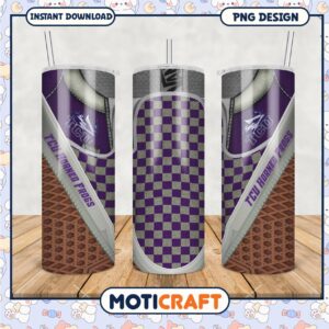 TCU Horned Frogs Tumbler Design Purple and Gray Checkered