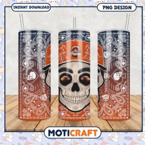 Syracuse Orange Skull Tumbler Design PNG Art Print 55 Characters