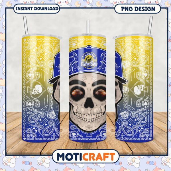 Skull Tumbler PNG Design for California Golden Bears Fans