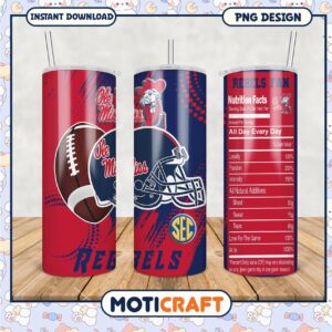 Ole Miss Rebels Fan Tumbler PNG Graphic Design for Gamers