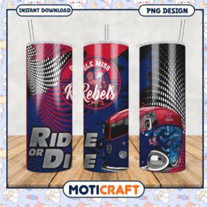 Ole Miss Rebels Ride or Die Tumbler PNG Design for Fans