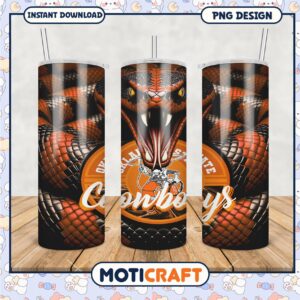 Oklahoma State Cowboys Tumbler Design with Snake Theme PNG
