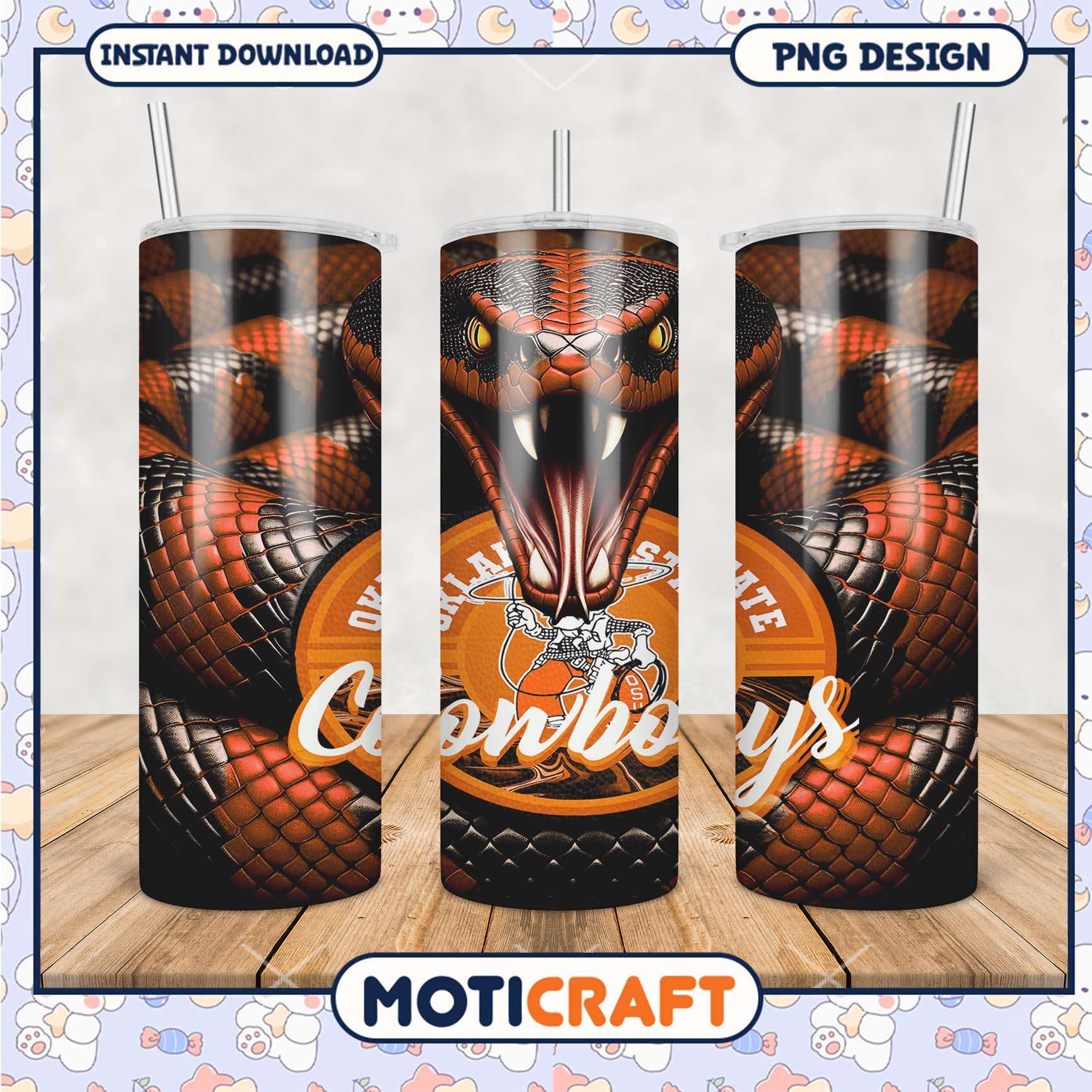 Oklahoma State Cowboys Tumbler Design with Snake Theme PNG Oklahoma State Cowboys Tumbler Design with Snake Theme PNG
