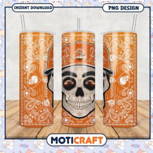 Oklahoma State Cowboys Skull Tumbler Design PNG File