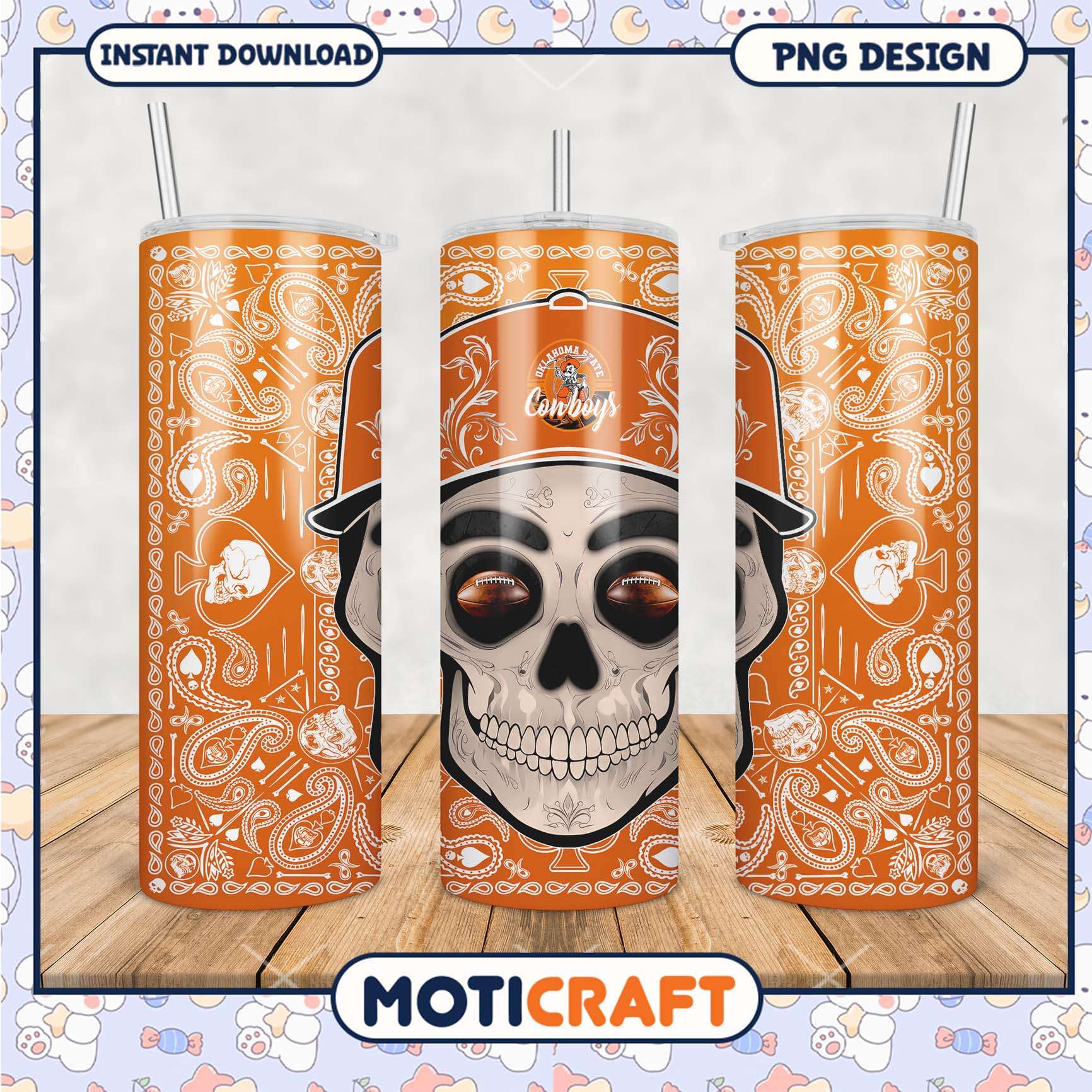 Oklahoma State Cowboys Skull Tumbler Design PNG File Oklahoma State Cowboys Skull Tumbler Design PNG File