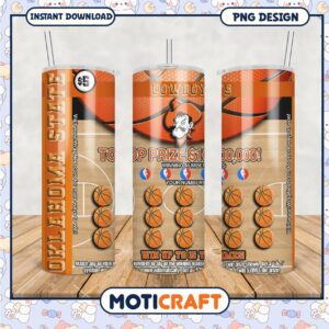 Oklahoma State Cowboys Basketball Tumbler Design PNG File