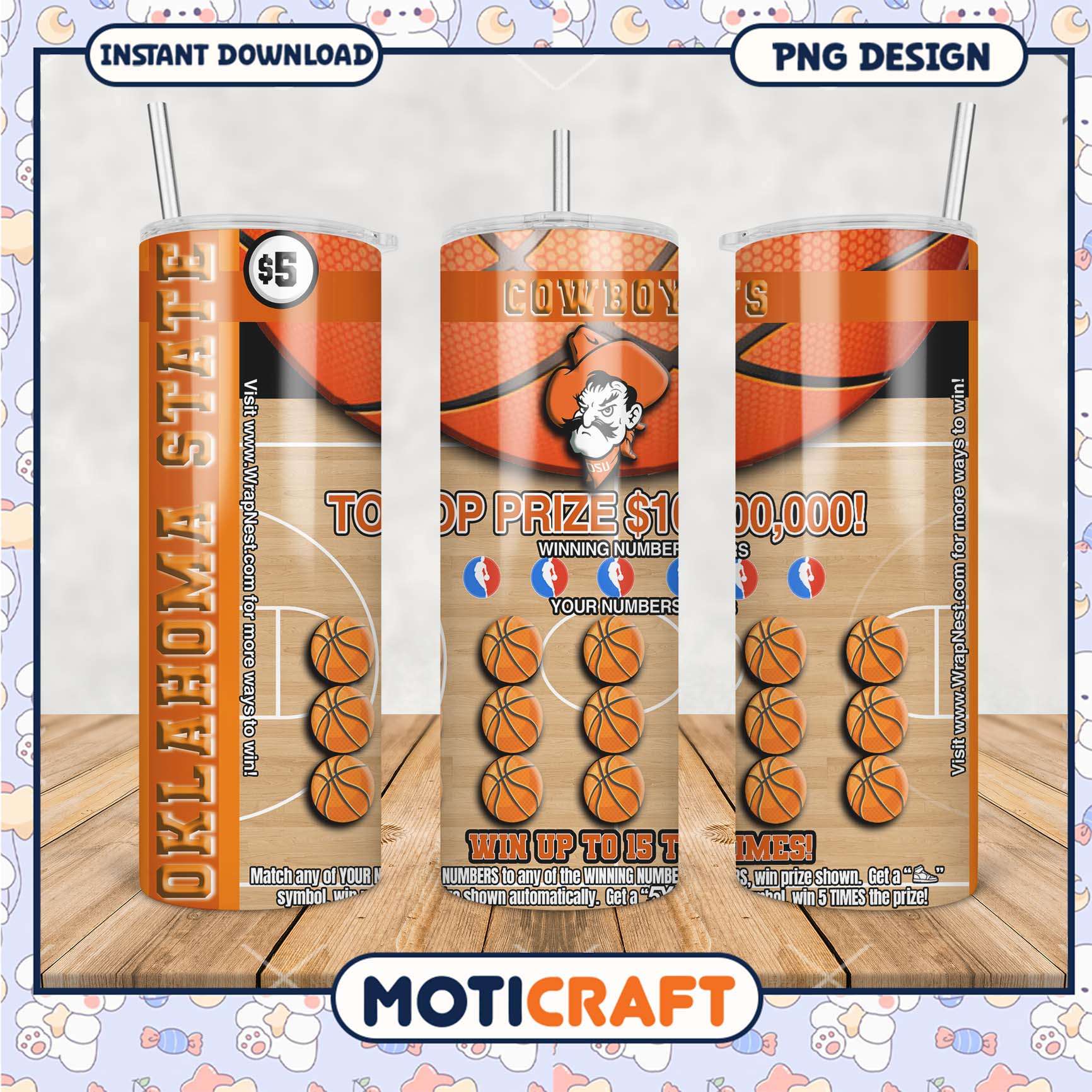 Oklahoma State Cowboys Basketball Tumbler Design PNG File Oklahoma State Cowboys Basketball Tumbler Design PNG File