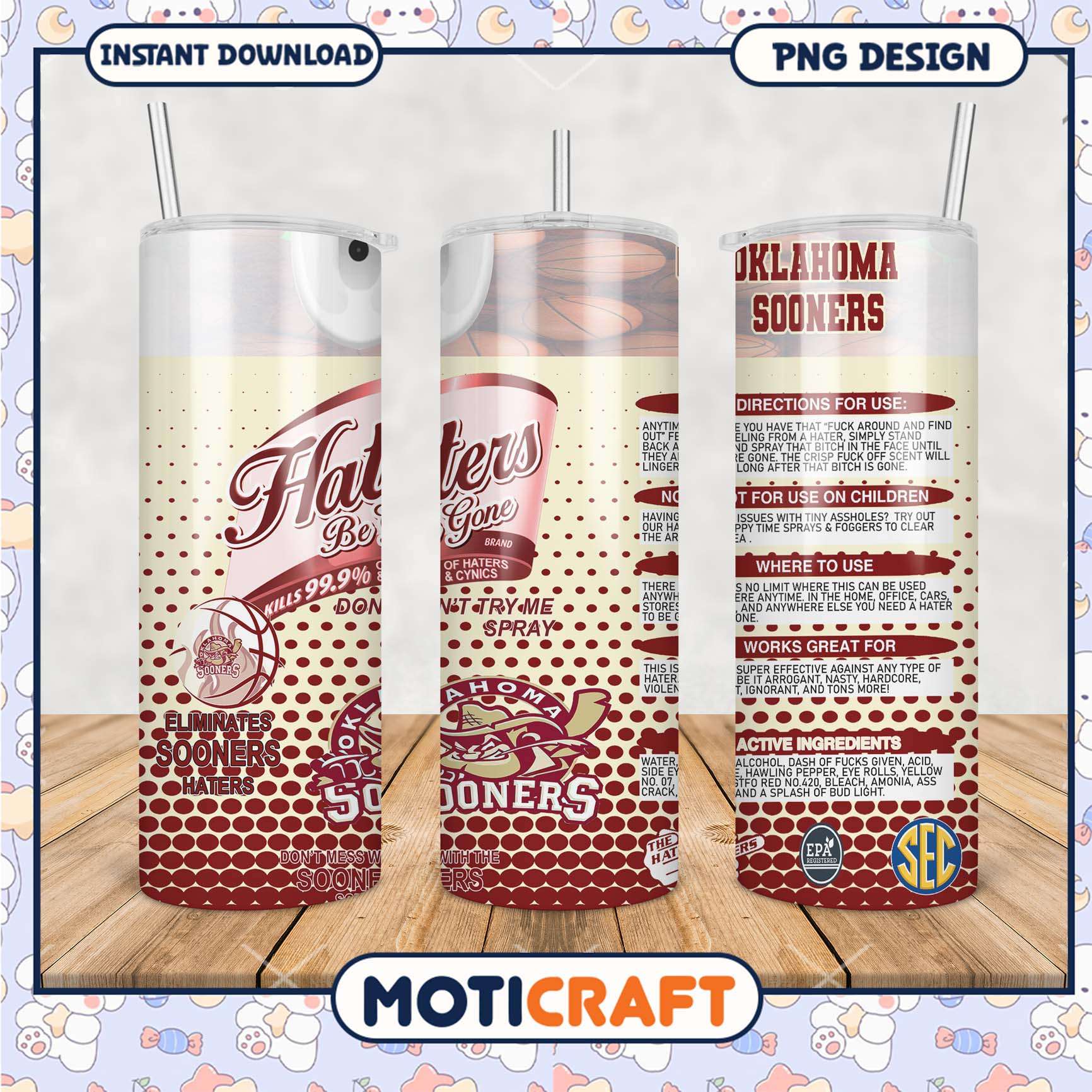 Oklahoma Sooners Tumbler Graphic for Haters Be Gone Spray Oklahoma Sooners Tumbler Graphic for Haters Be Gone Spray