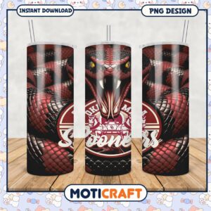 Oklahoma Sooners Tumbler Design with Fierce Snake Art