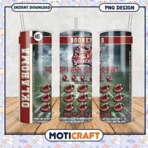 Oklahoma Sooners Tumbler Design Lottery Scratch Off PNG
