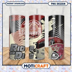 Oklahoma Sooners Ride or Die Tumbler PNG Graphic Design
