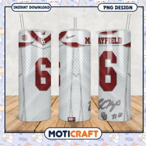Oklahoma Sooners Mayfield Signature Tumbler PNG Design
