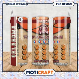 Oklahoma Sooners Basketball Tumbler PNG Design Template