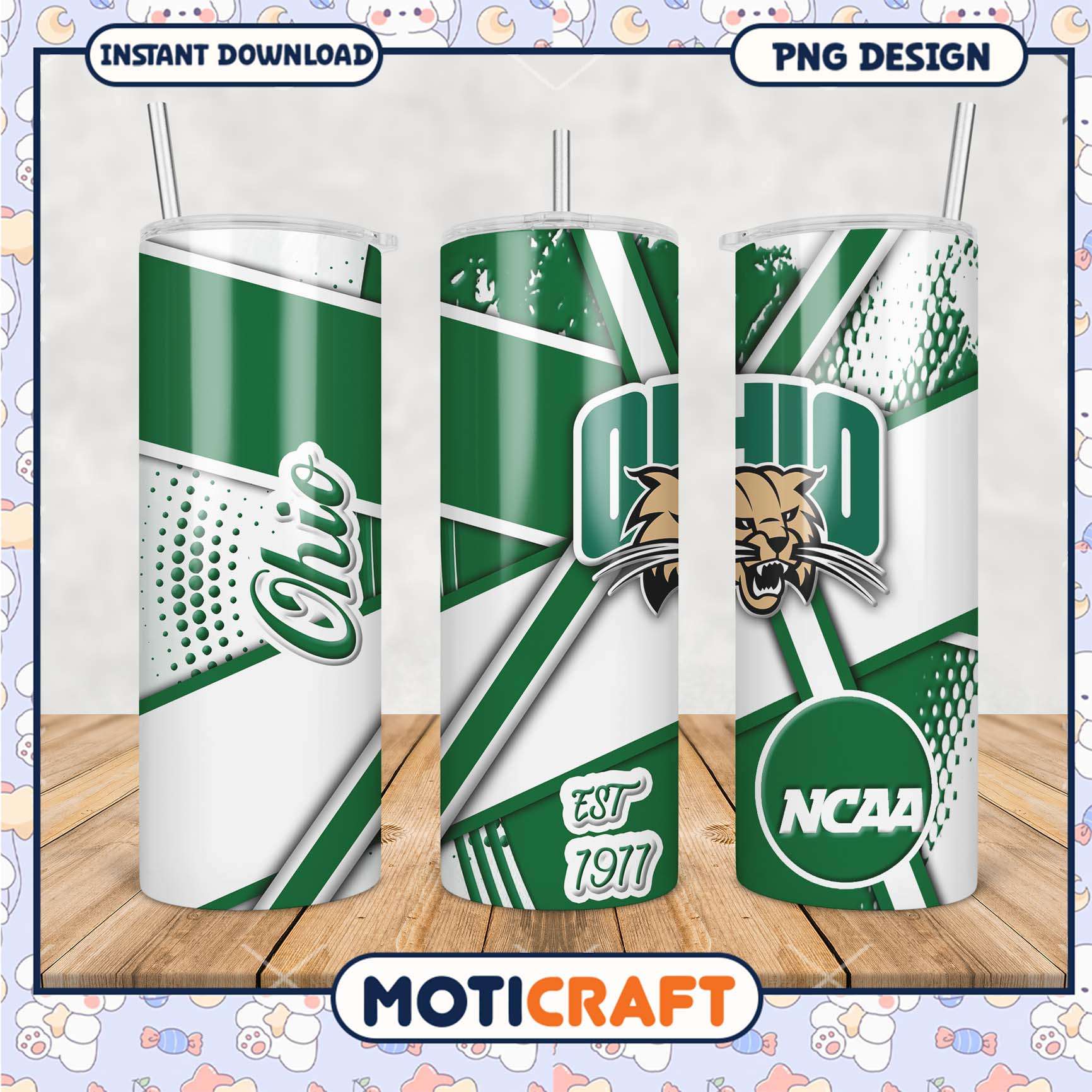 Ohio University Wildcats Tumbler PNG Design for Fans Ohio University Wildcats Tumbler PNG Design for Fans