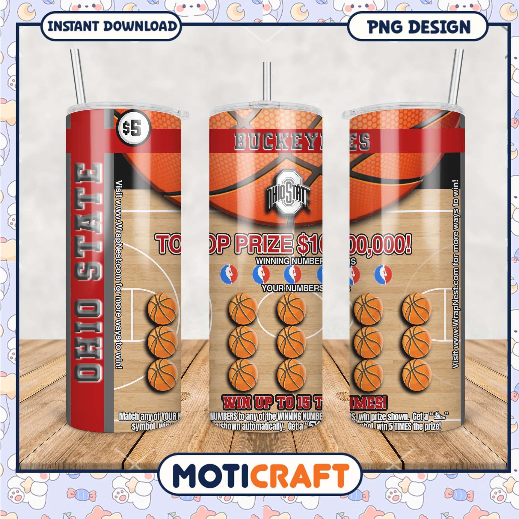 Ohio State Buckeyes Basketball Tumbler PNG Design for Fans Ohio State Buckeyes Basketball Tumbler PNG Design for Fans