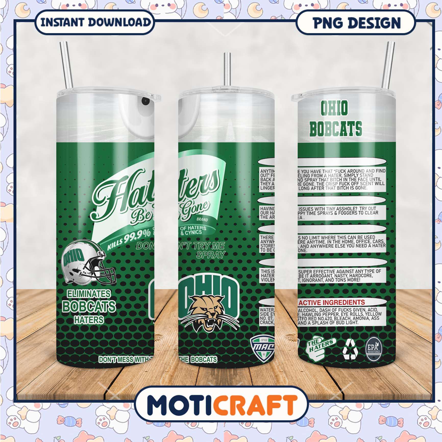 Ohio Bobcats Haters Be Gone Tumbler Design PNG File Ohio Bobcats Haters Be Gone Tumbler Design PNG File