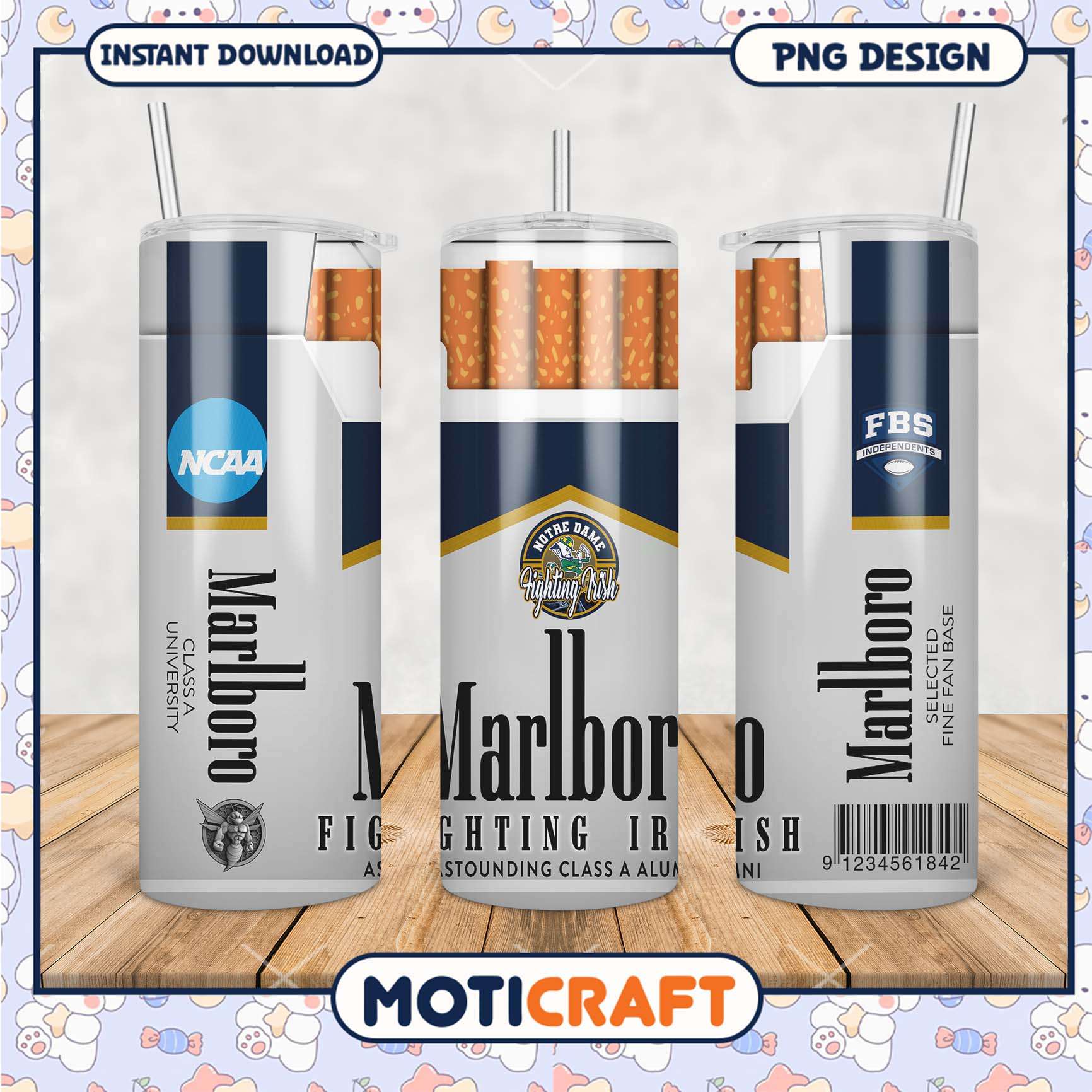 Notre Dame Fighting Irish Tumbler Design PNG File Notre Dame Fighting Irish Tumbler Design PNG File