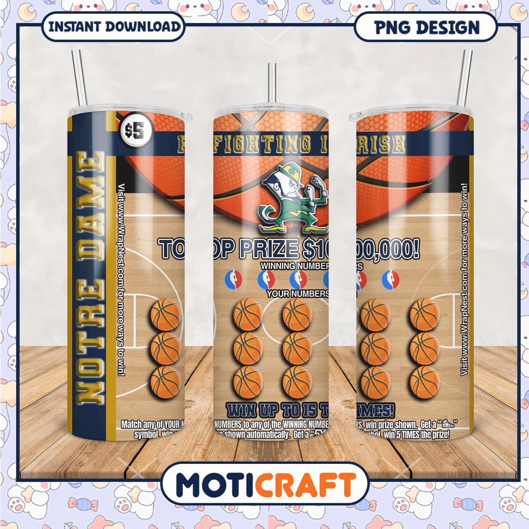 Notre Dame Fighting Irish Basketball Tumbler PNG Design Notre Dame Fighting Irish Basketball Tumbler PNG Design