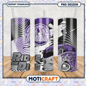 Northwestern Wildcats Tumbler Design Ride or Die PNG File