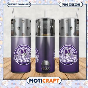 Northwestern Wildcats Tumbler Design PNG for Campuses