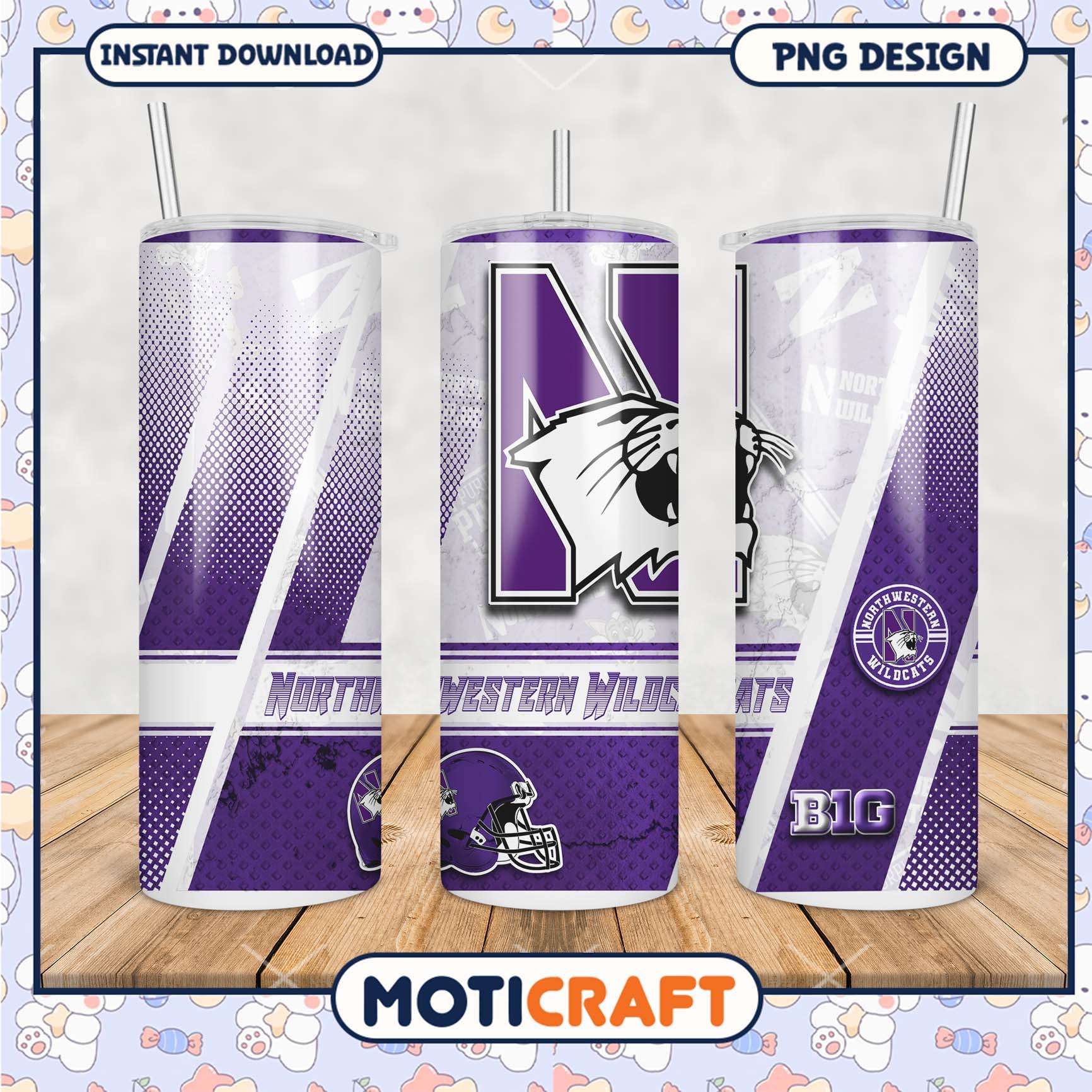 Northwestern Wildcats Tumbler Design PNG for Fans Online Northwestern Wildcats Tumbler Design PNG for Fans Online