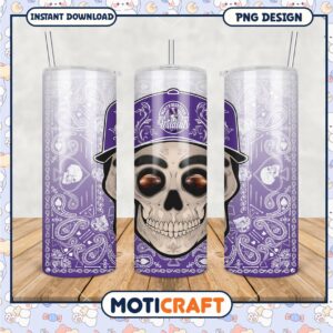 Northwestern Wildcats Skull Tumbler Design PNG Download