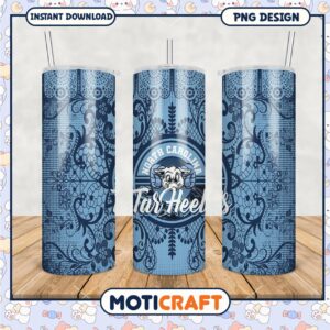 North Carolina Tar Heels Tumbler PNG Graphic Design Template