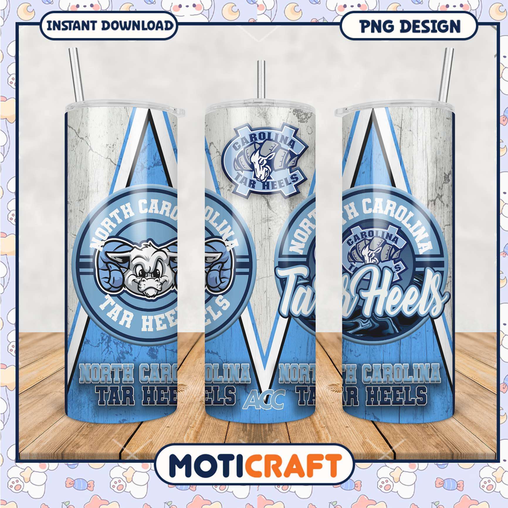 North Carolina Tar Heels Tumbler PNG Design Template North Carolina Tar Heels Tumbler PNG Design Template
