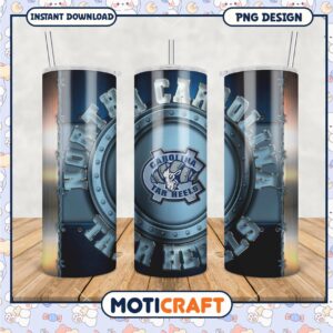 North Carolina Tar Heels Tumbler Graphic PNG Design File