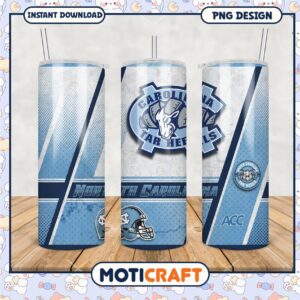 North Carolina Tar Heels Tumbler Design PNG for Fans